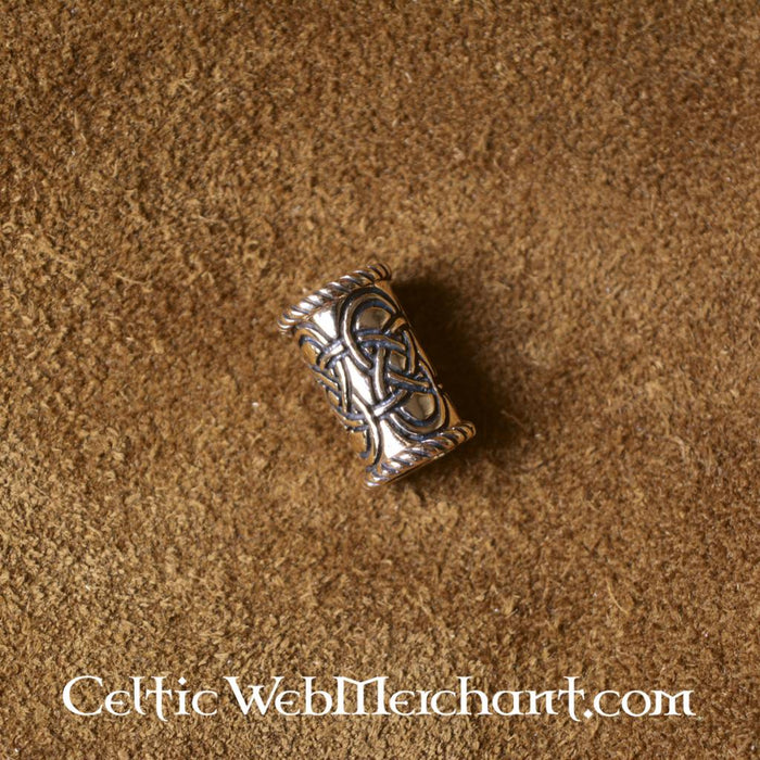 Long Celtic beard bead, bronze