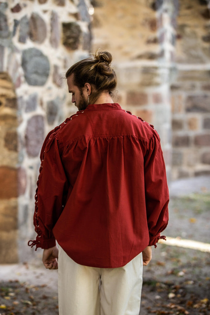 Pirate shirt with laces, red
