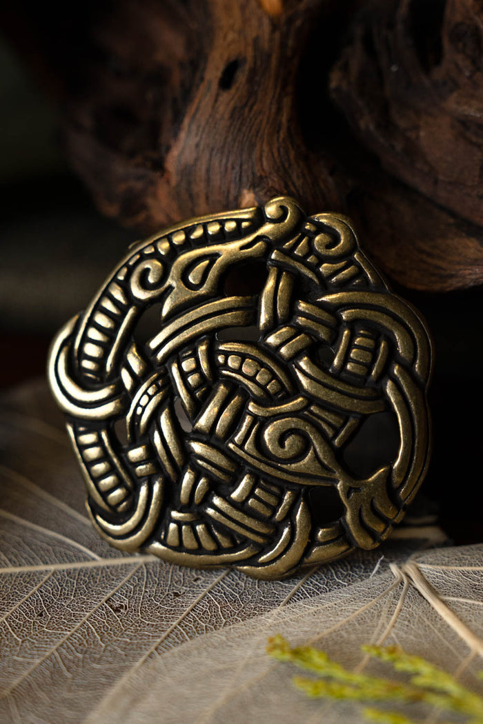 Viking fitting Midgard snake, brass