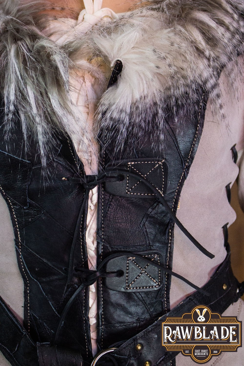 Owl Leather Jerkin, woman, black-grey
