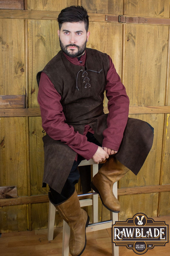 Split leather tabard John, brown