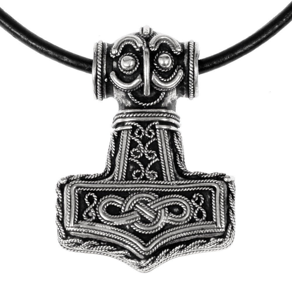 Viking Ödeshög Mjölnir with Knotwork, silvered bronze