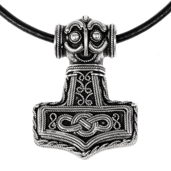 Viking Ödeshög Mjölnir with Knotwork, silvered bronze
