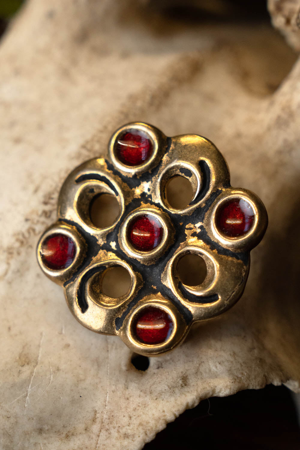 Merovingian cloisonne brooch, bronze