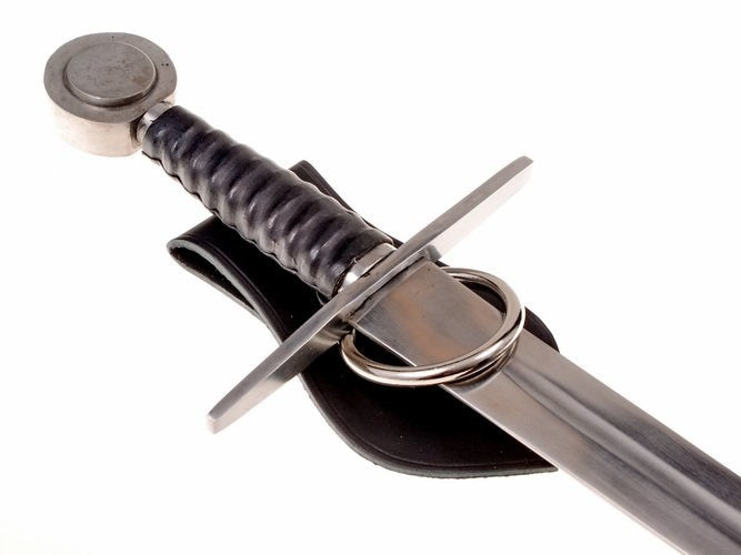 Leather weapon holder for belt Viking motif, black