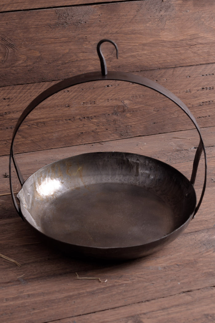 Medieval pan with hook and handle