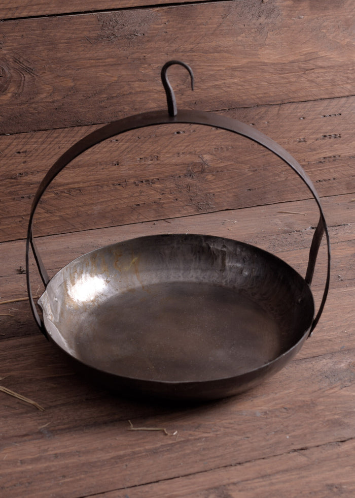 Medieval pan with hook and handle