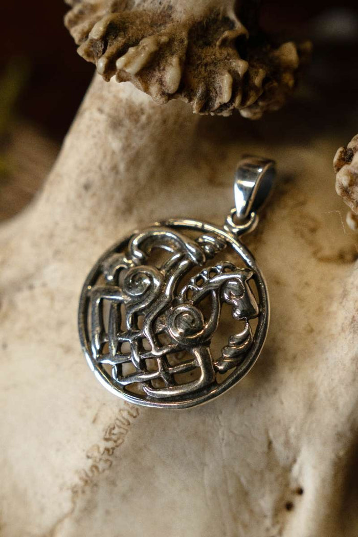 Viking pendant Sleipnir and Odin, sterling silver