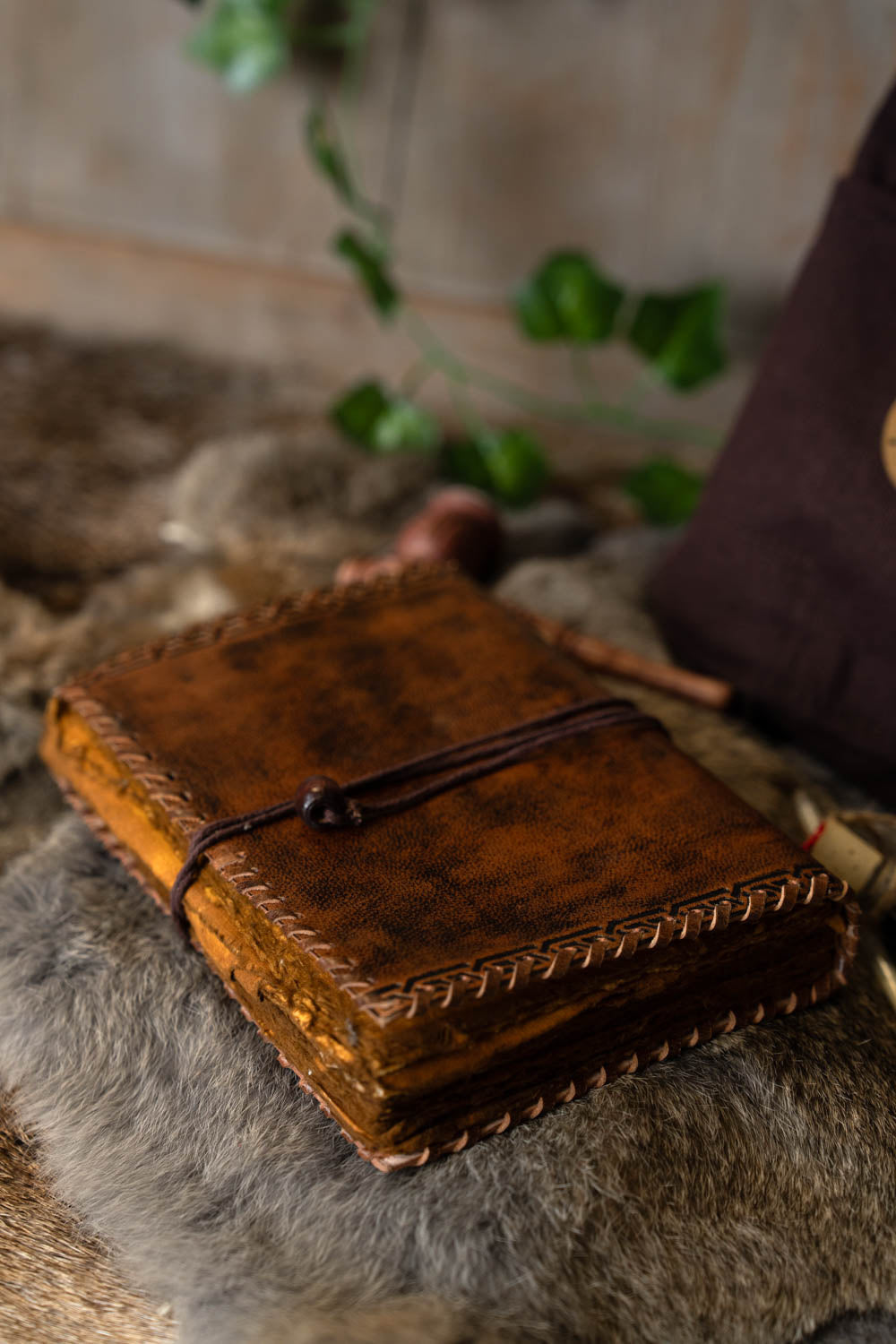 Leather journal Celtic boar