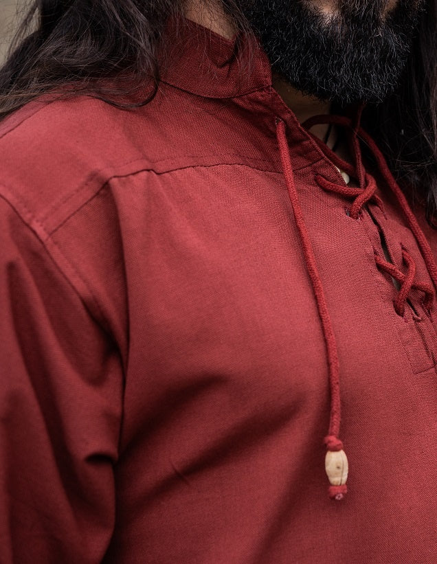 Medieval shirt with short sleeves, red