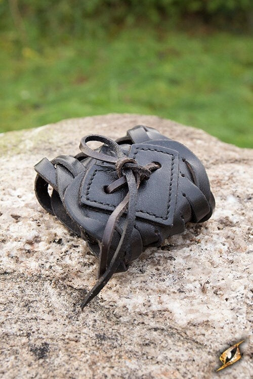 Braided bracelet, black, leather