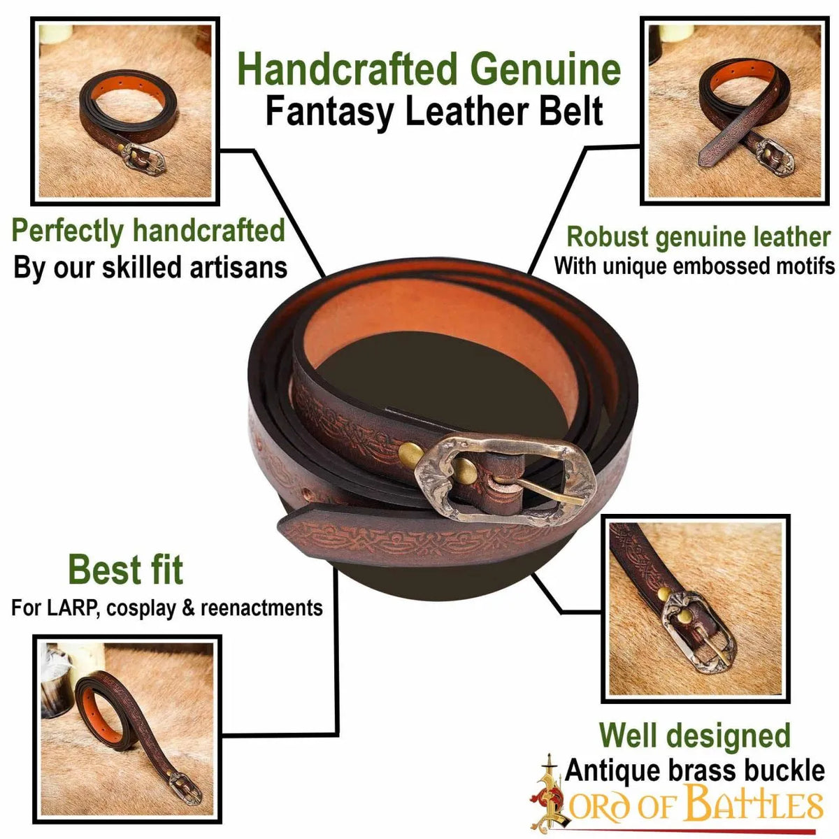 Leather belt Melian, 130 cm, brown