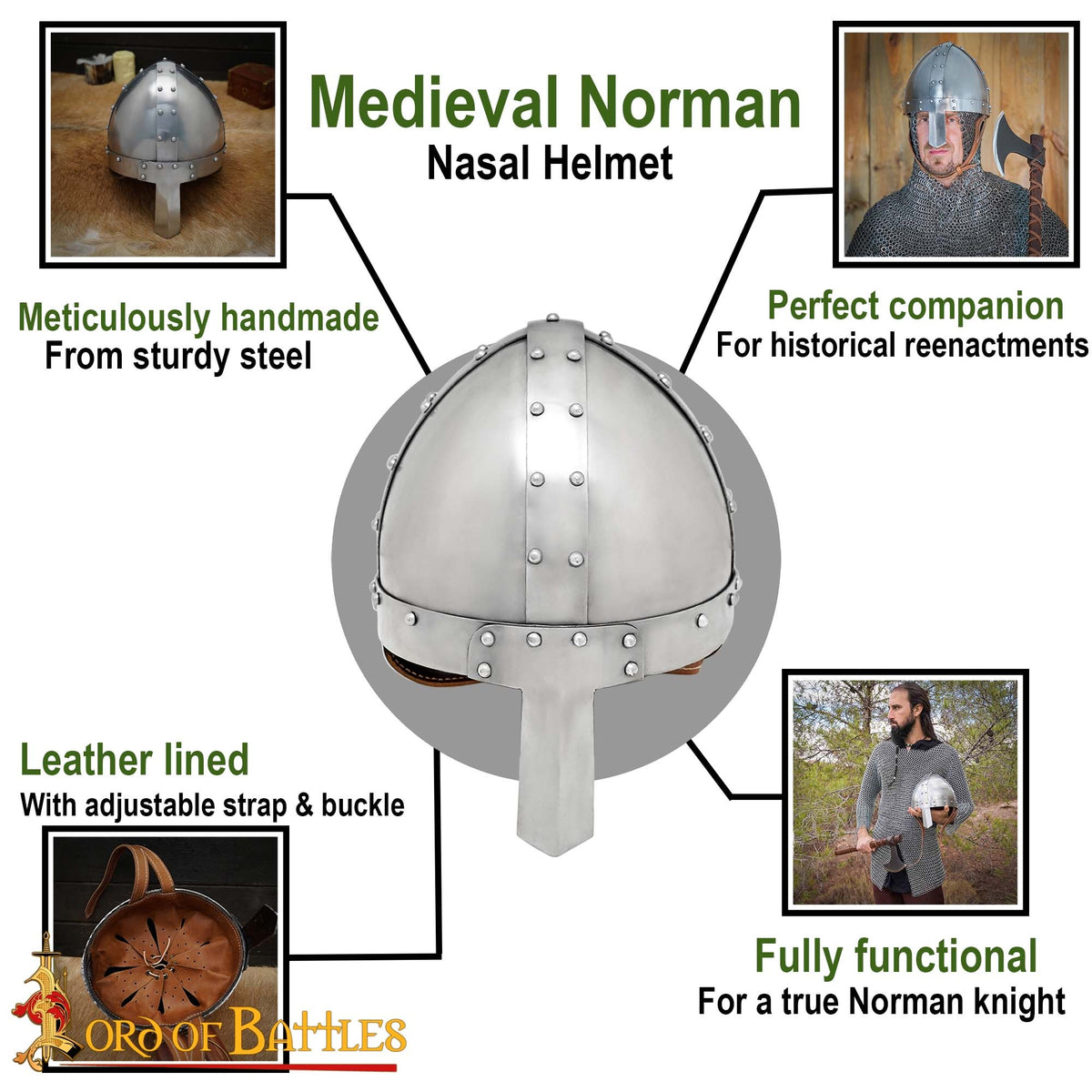 9th century spangenhelm, nasal type, 2 mm (battle-ready)