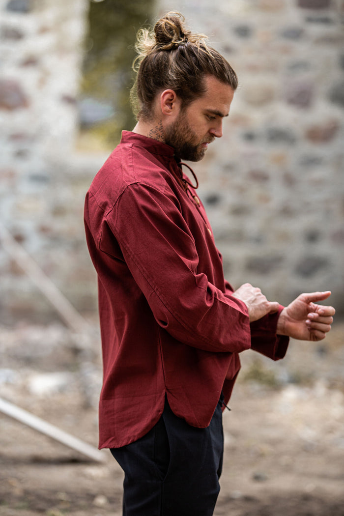 Hand-woven shirt, red