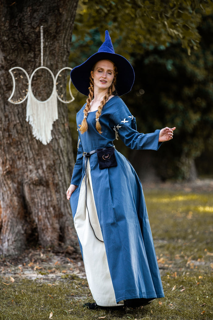 Witch hat, wool felt, blue