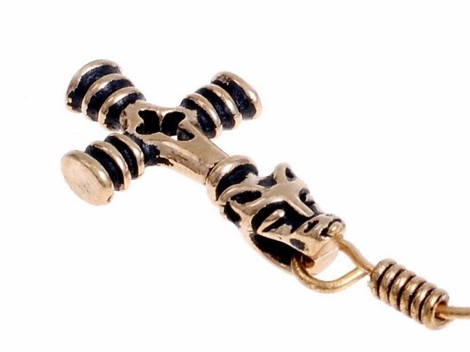 Earrings Icelandic Thor's hammer, bronze