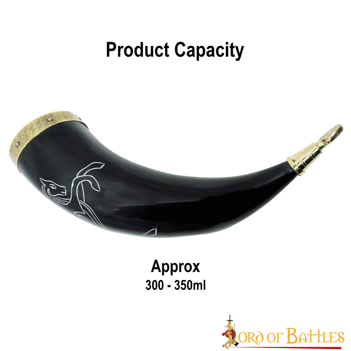 Drinking horn horse goddess with brass batter, 300-350 ml