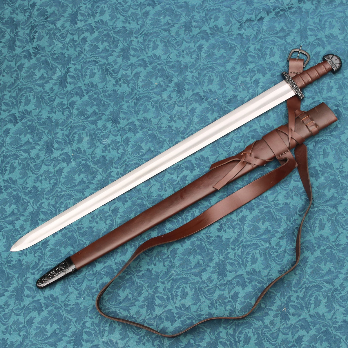 Viking sword Bjorn with deluxe scabbard, semi-sharp