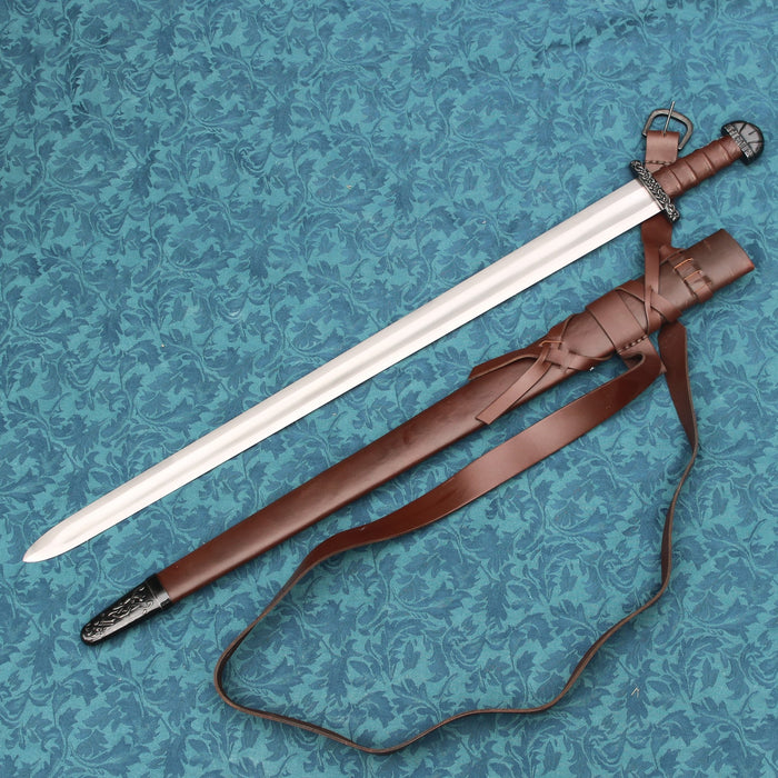 Viking sword Bjorn with deluxe scabbard, semi-sharp