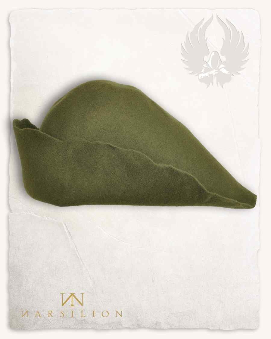 Medieval felt hat Bruno, green, wool mix