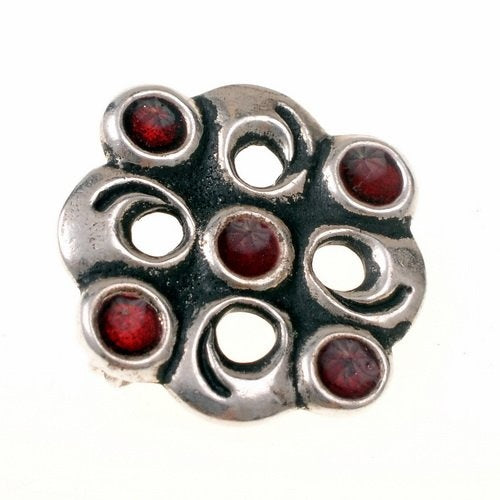 Merovingian cloisonne brooch, silvered bronze