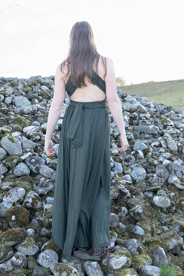 Goddess dress aphrodite, natural green