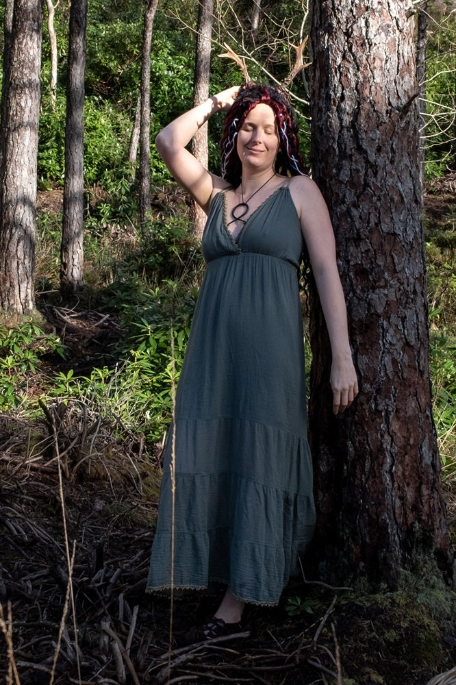 Goddess Dress Athena, nature green
