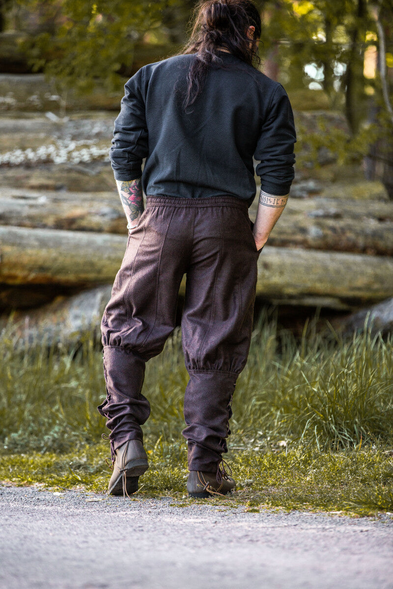 Viking trousers Jorvik, brown, wool mix