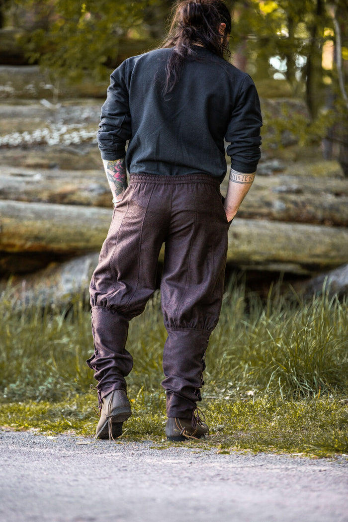 Viking trousers Jorvik, brown, wool mix