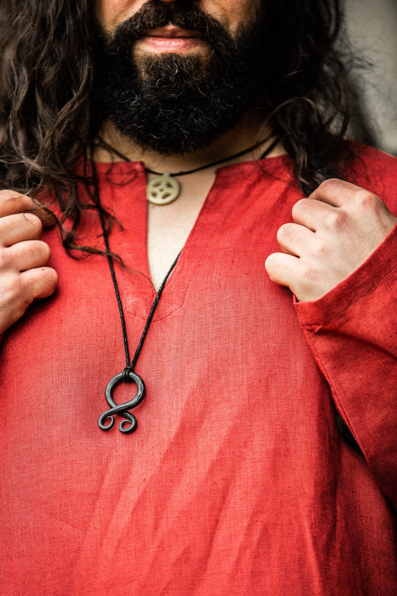 Vikingatunika Halvar, linne, röd