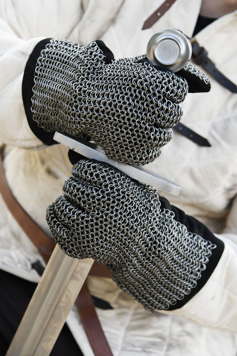 Chain mail gloves, zinc-plated, 6 mm
