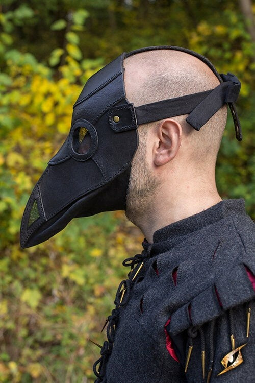 Leather mask plague doctor, black