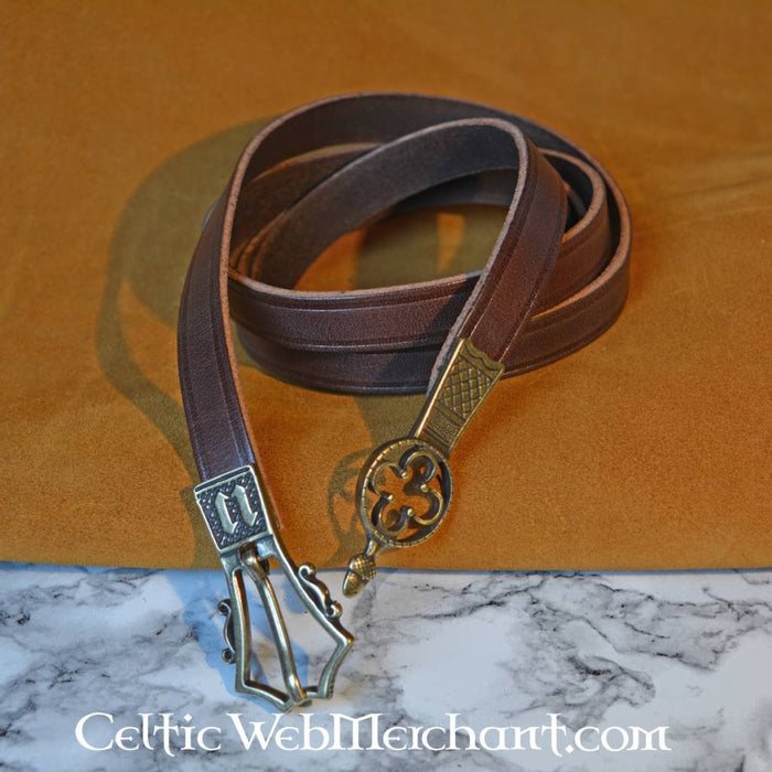 Gothic belt with belt end, 151 cm, brown