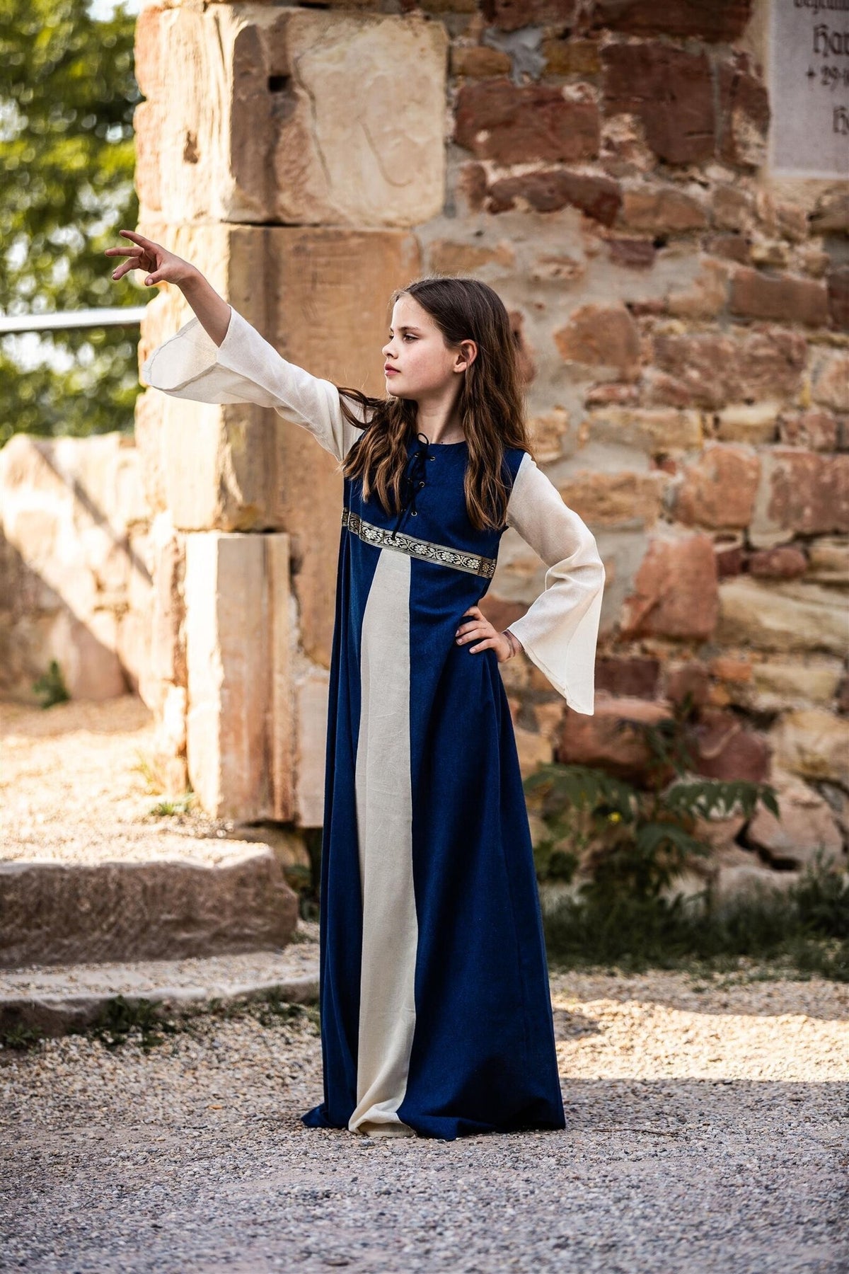 Girls dress Ariane, blue-white