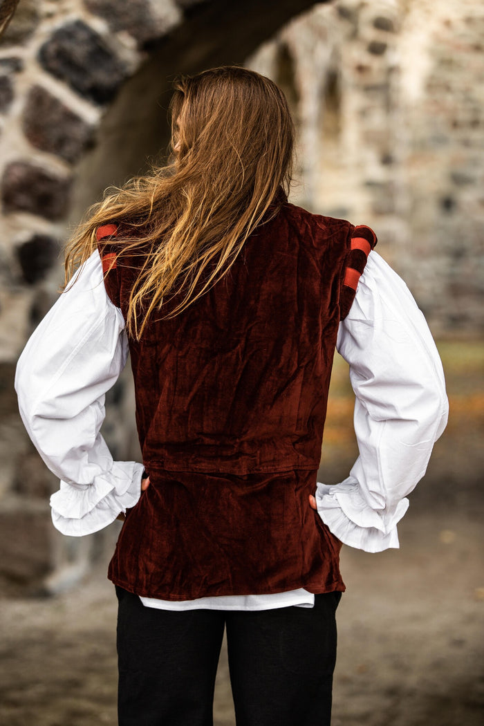 Velvet doublet with metal buttons, red