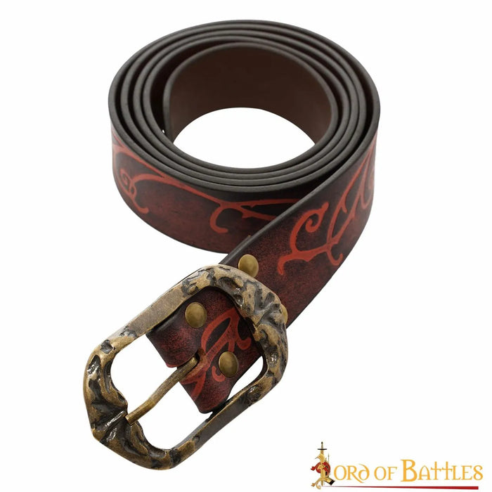 Leather belt Aranel, Red