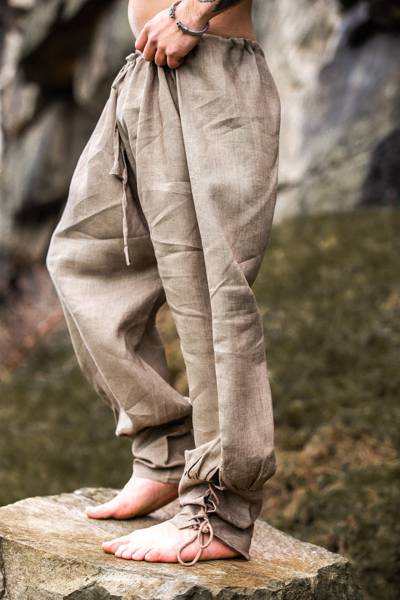 Pantalon viking en lin Odin, gris