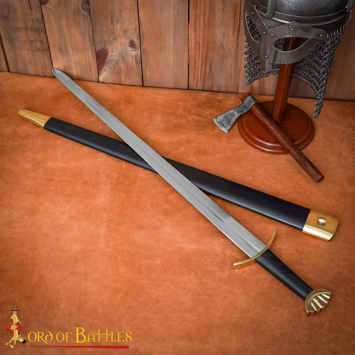 Viking sword Ubbe with scabbard, semi-sharp