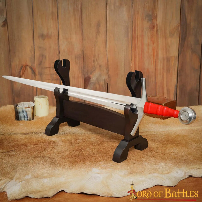 Wooden table stand for sword and axe