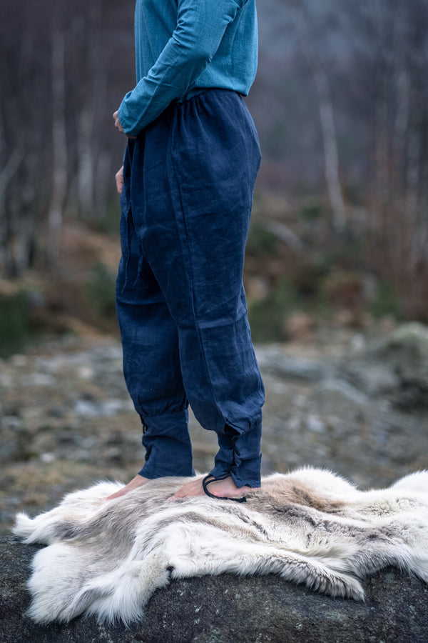 Linen Viking Trousers Odin, blue