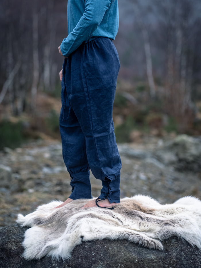 Linen Viking Trousers Odin, blue