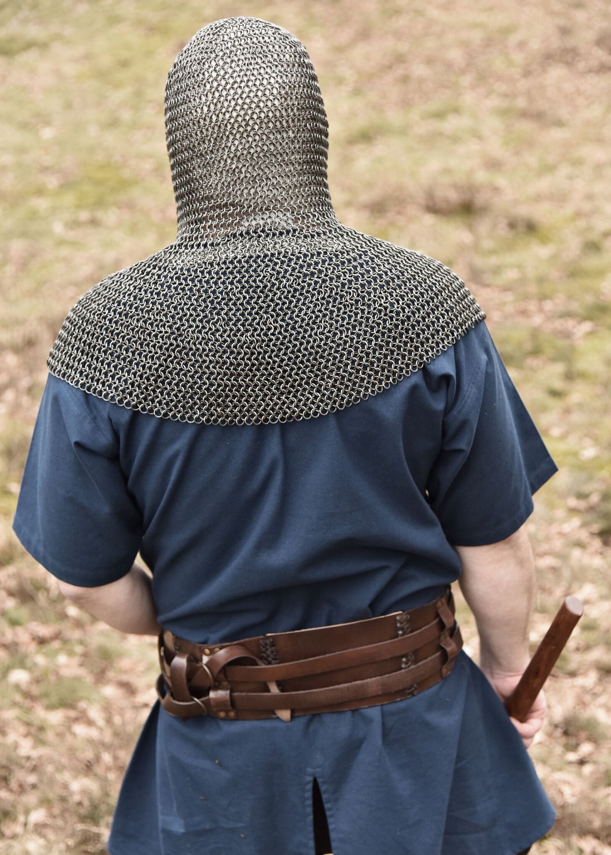 Chainmail coif with square neck, untreated, 8 mm