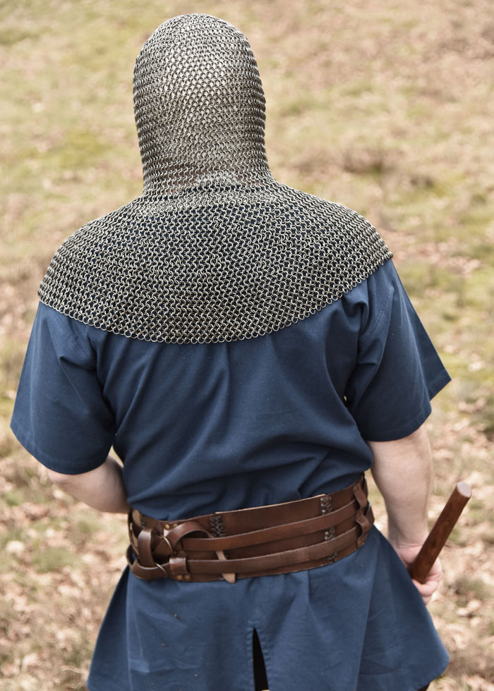 Chainmail coif with square neck, untreated, 8 mm