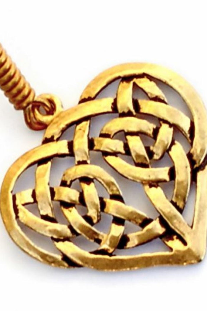 Earrings with Celtic heart, bronze
