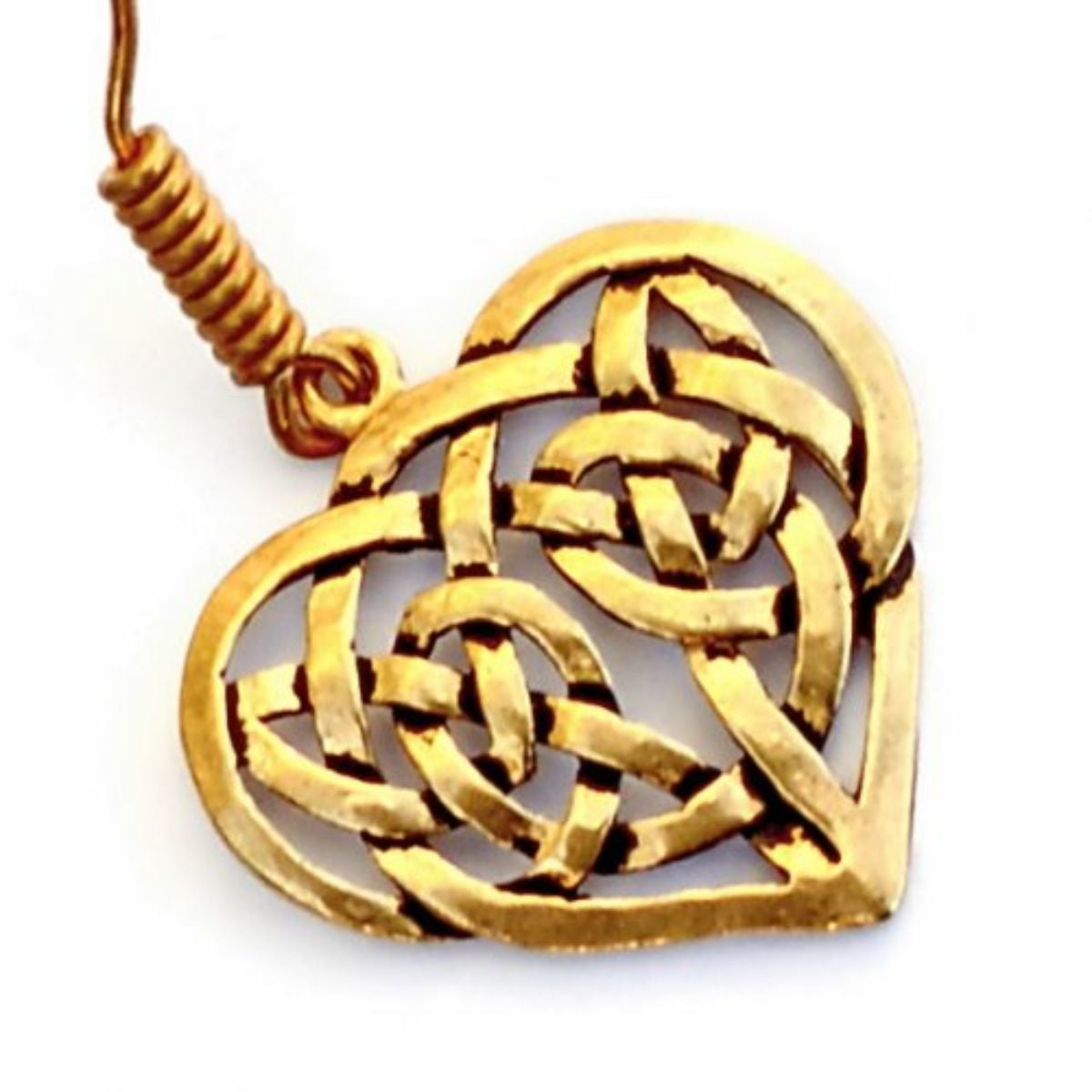 Earrings with Celtic heart, bronze