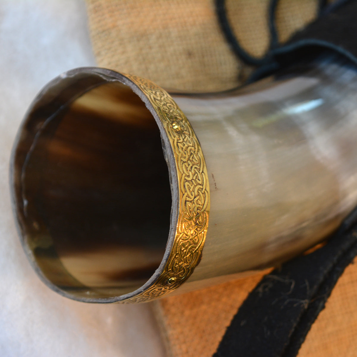 Drinking horn Odin with leather holder, 300-500 ml