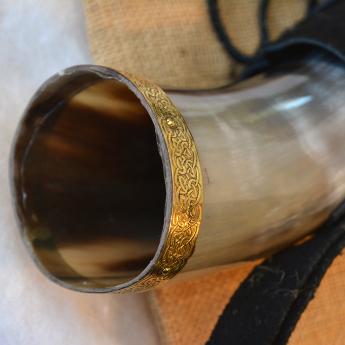 Drinking horn Odin with leather holder, 300-500 ml