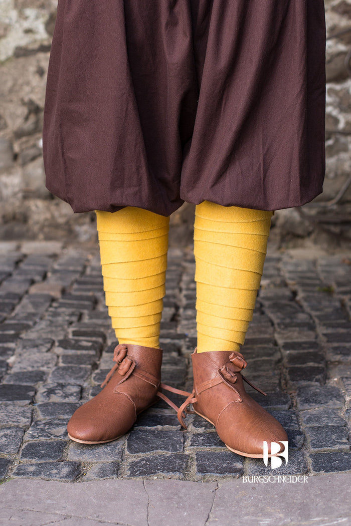 Leg wrappings Aki, yellow, wool mix