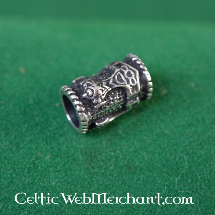 Beard bead with Thor's hammer, silver