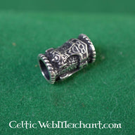 Beard bead with Thor's hammer, silver